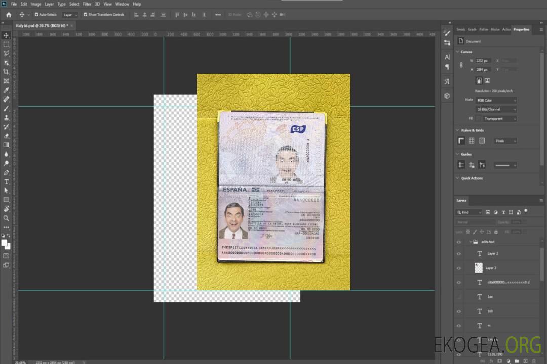 Passeport espagnol de 2015, look photo template Passeport espagnol de 2015, look photo template